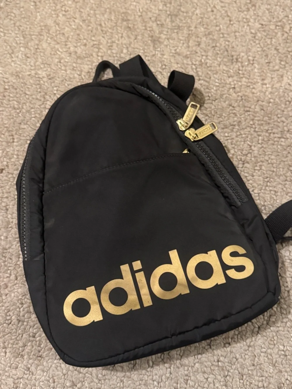 adidas Black Mini Backpack with Gold Logo Print - Picture 1 of 4